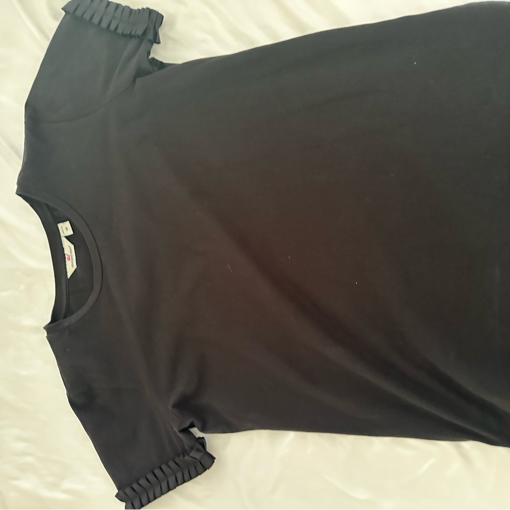Vineyard Vines Black Ruffled Short Sleeve Tee